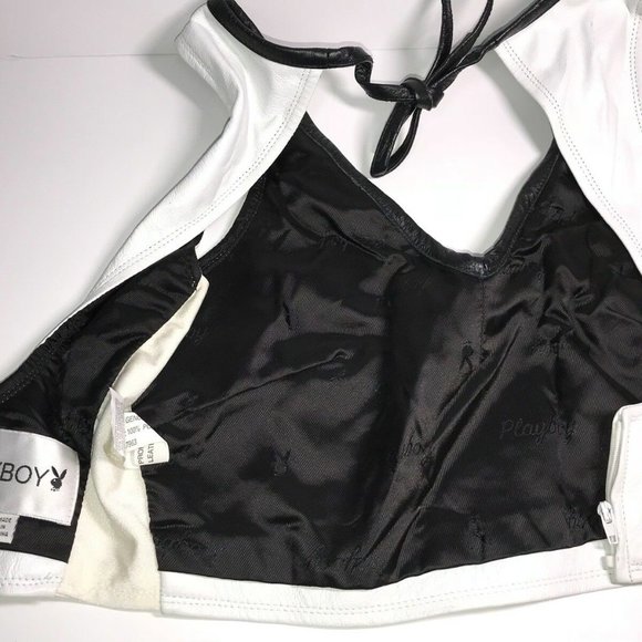 Vintage Playboy Bunny Leather Halter Top Crop - Picture 6 of 8